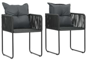 VidaXL 2 db fekete polyrattan kültéri szék párnával