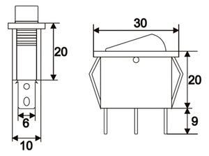 Billenő Kapcsoló Piros 10A-250V (3009050PI)