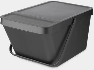 Brabantia Sort & Go Stackable Waste Bin halmozható hulladékgyűjtő felnyitható fedéllel, fogantyúval szelektív gyűjtéshez, 20L, sötétszürke - 277726