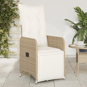 VidaXL 2 db bézs polyrattan dönthető kerti szék párnákkal