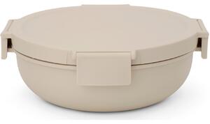 Brabantia Make & Take Salad Bowl salátástál, 1300 ml, szivárgás- és légmentes záródás, bepattintós (clip-on) zárómechanizmus, kerek forma, műanyag, világos bézs - 241888
