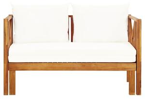 VidaXL kétszemélyes tömör akácfa kerti pad párnákkal 122 cm
