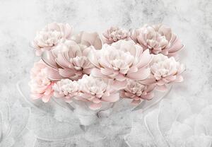 Fotótapéta - Rózsaszín virágok a falon (147x102 cm)