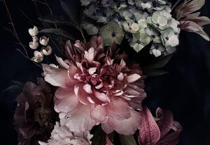 Fotótapéta - Virágok fekete alapon (147x102 cm)