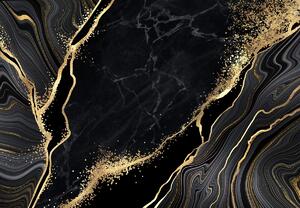 Fotótapéta - Fekete és arany márvány (147x102 cm)