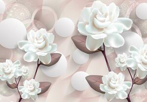 Fotótapéta - Fehér virágok 3D (147x102 cm)