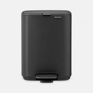 Brabantia Bo Pedal Bin pedálos hulladékgyűjtő szagmentesen záródó Soft-Close fedél, karcsú, négyzetes forma, műanyag tartály, 4L - A méret, acél, határtalan szürke ásványi textúra - 237904