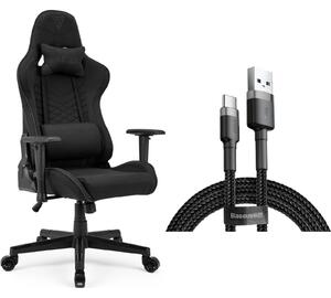 SENSE7 Spellcaster gamer szék, textil, fekete + USB kábel