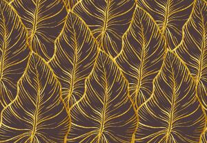 Fotótapéta - Arany levelek, sötét (147x102 cm)