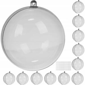 12 darabos átlátszó karácsonyfadísz gömb szett 8cm DIY Ruhhy 20508
