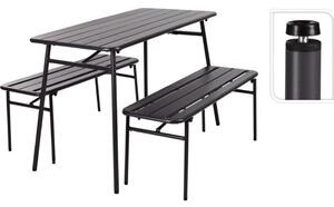 Juego De Mesa Y Banco De Jardín De 3 Piezas Acero Gris Progarden