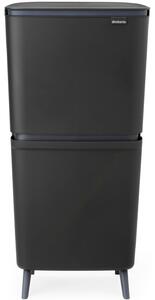 Brabantia SortUp Recycle Bin Hi 2 szintes szelektív hulladékgyűjtő torony lábakon, felhajtható fedéllel, 10+10+25L- J méret, műanyag, sötétszürke - 275043