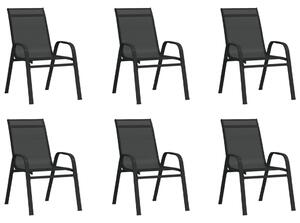 VidaXL 6 db fekete textilén rakásolható kerti szék
