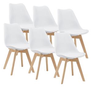 Étkezőszék Dubrovnik Fehér szett 6 darabos székborítás: 100% PU műbőr széklábak: bükkfa konyhaszék 81 x 49 x 57 cm