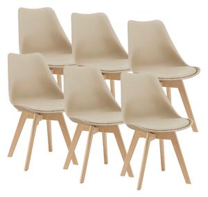 Étkezőszék Dubrovnik Bézs szett 6 darabos székborítás: 100% PU műbőr széklábak: bükkfa konyhaszék 81 x 49 x 57 cm