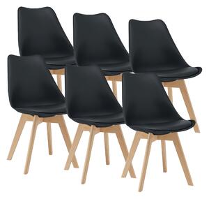 Étkezőszék Dubrovnik Fekete szett 6 darabos székborítás: 100% PU műbőr széklábak: bükkfa konyhaszék 81 x 49 x 57 cm