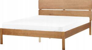 Cama Con Somier De Listones De Madera Oscura De Caucho Con Cabecero Estilo Rústico Minimalista 160 X 200 Cm Boisset - Marrón