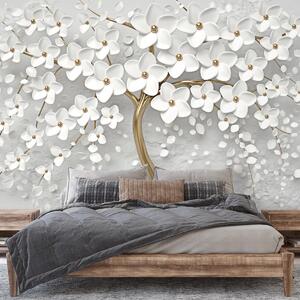 Fotótapéta - Fehér fa virágokkal (147x102 cm)