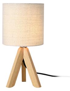 Asztali lámpa Koblenz tripod lábakon len/fa 37,5 x ø 18 cm bézs