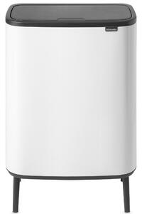 BRABANTIA Bo Touch Bin Hi szelektív hulladékgyűjtő Soft-Close fedéllel magasított lábakon álló műanyag tartály XXL 2x30L - O méret acél fehér - 130601
