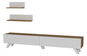 Fehér-natúr színű nappali bútor szett diófa dekorral 60x14,5 cm Amerika - Kalune Design