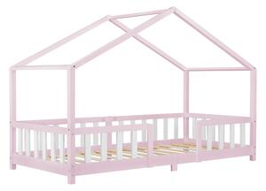 Házikó gyerekágy leesésgátlóval Treviolo 90x200 cm rózsaszín/fehér