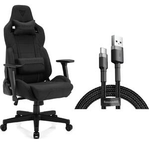 SENSE7 Sentinel gamer szék textil fekete USB kábellel