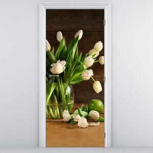 Fotótapéta ajtóra - Tulipánok a vázában (95x205cm)