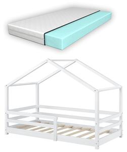 Házikó ágy Knätten matraccal 70x140 cm fehér