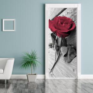 Fotótapéta ajtóra - Vörös rózsa (95x205cm)