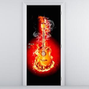 Fotótapéta ajtóra - Lángoló gitár (95x205cm)