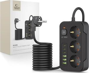 Tápkábel Tech-Protect PC3X6 3 aljzat 240V + 3xUSB-A + 3xUSB-C 2m