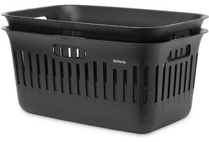 Brabantia Collect-It Laundry Basket 2db-os szennyeskosár szett, 2x40L, fogantyúkkal, szellőző nyílásokkal, újrahasznosított műanyag, fekete - 247446