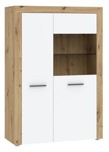 GAMA 2 ajtós vitrines szekrény | Artisan tölgy + Fehér