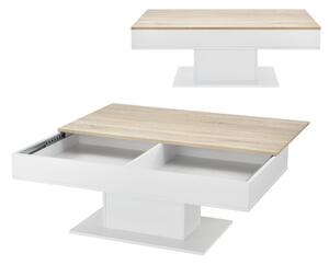 Dohányzóasztal Lünen eltolható asztallappal fa-hatású/fehér