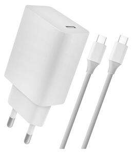 4-OK hálózati töltő Type-C aljzat (5V / 2400mA, 18W, PD gyorstöltés támogatás + Type-C kábel) FEHÉR (CVPC18)