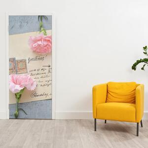 Fotótapéta ajtóra - virágos levél (95x205cm)