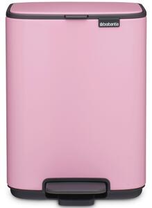 Brabantia Bo Pedal Bin pedálos hulladékgyűjtő szagmentesen záródó Soft-Close fedél, karcsú, négyzetes forma, műanyag tartály, 4L - A méret, acél, rózsaszín-lila - 255342