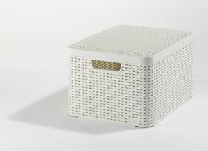 Curver 205862 Rattan hatású kosár tetővel 30l - Törtfehér