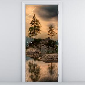 Fotótapéta ajtóra - Tó a hegyekben (95x205cm)