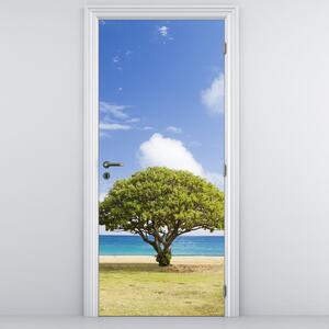 Fotótapéta ajtóra - Strand fával (95x205cm)