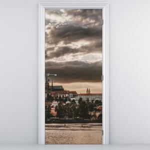 Fotótapéta ajtóra - Felhős Prága (95x205cm)