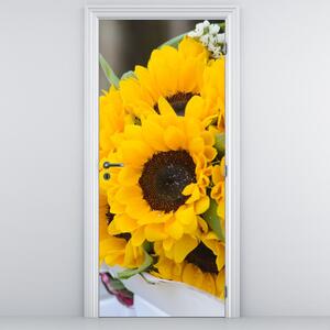 Fotótapéta ajtóra - Esküvői napraforgó csokor (95x205cm)