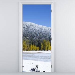 Fotótapéta ajtóra - Havas hegyek télen (95x205cm)