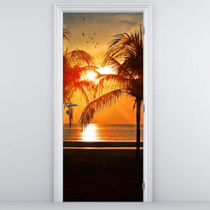 Fotótapéta ajtóra - Pálmafák naplementekor (95x205cm)