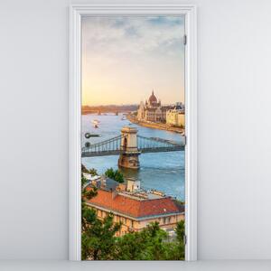 Fotótapéta ajtóra - Budapest város folyóval (95x205cm)