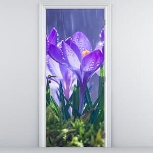 Fotótapéta ajtóra - Virágok az esőben (95x205cm)