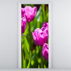 Fotótapéta ajtóra - Tulipánok a réten (95x205cm)