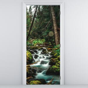 Fotótapéta ajtóra - Patak az erdőben (95x205cm)