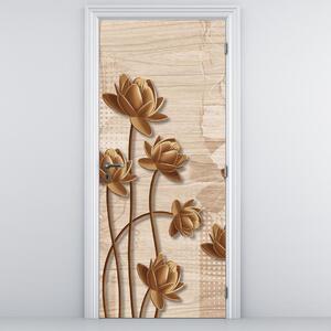 Fotótapéta ajtóra - Virágok absztrakciója, barna (95x205cm)